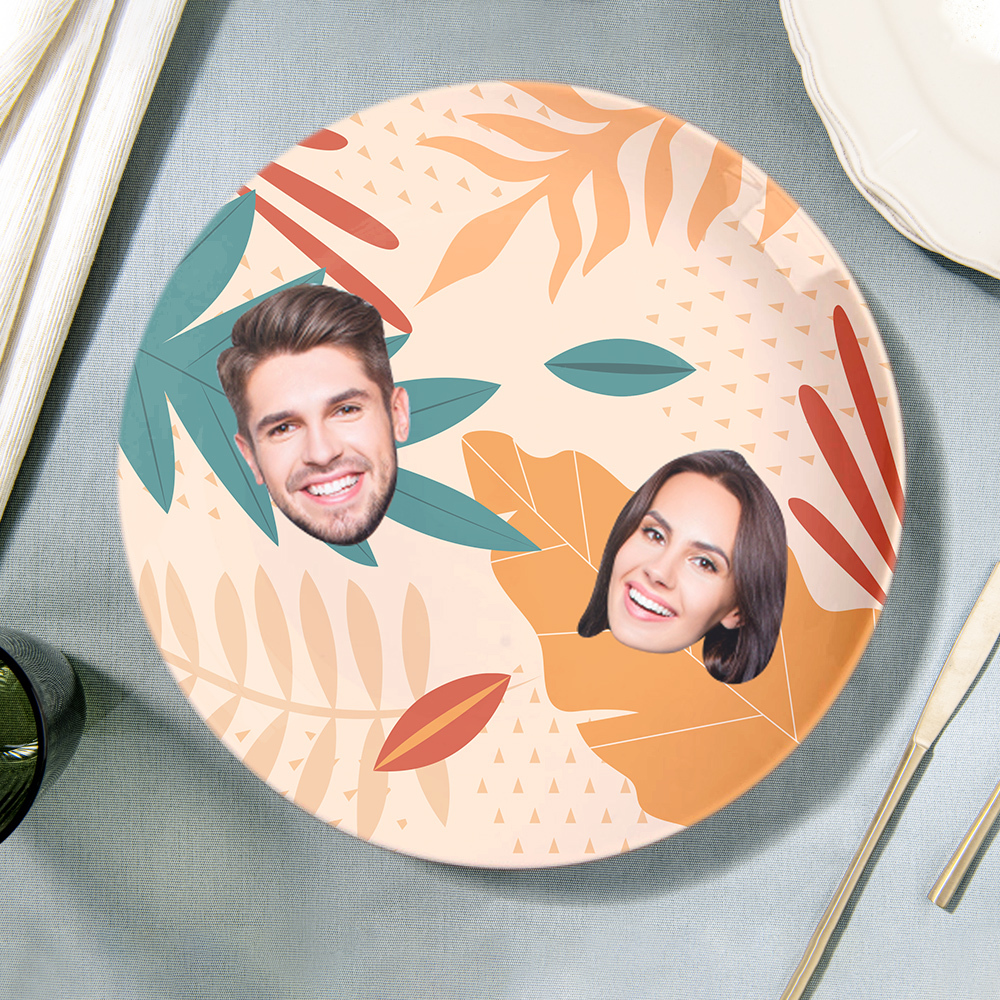Customized Colorful Foliage Dinner Plates Personalized Face Ceramic ...