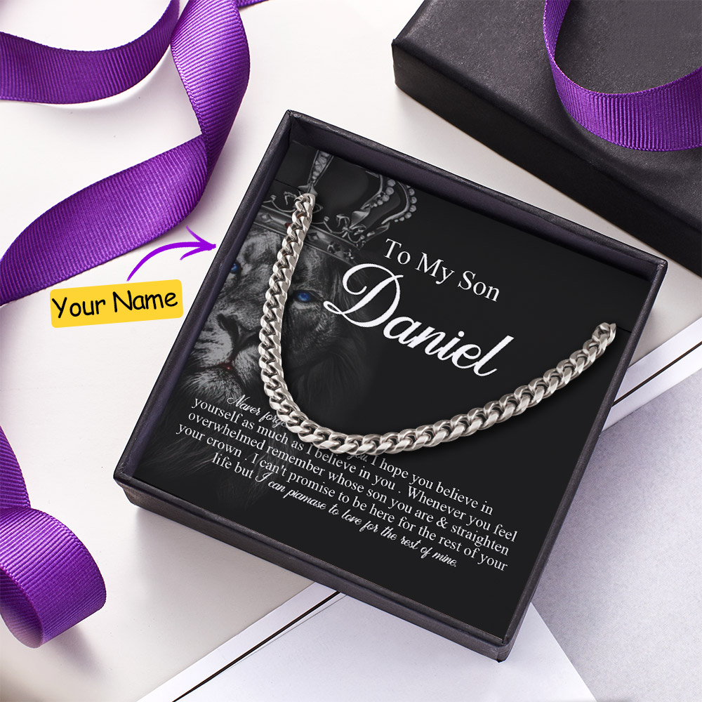 Chain Message Card Cuban Chain Necklace With Custom Name Message Card Birthday Gift for ...