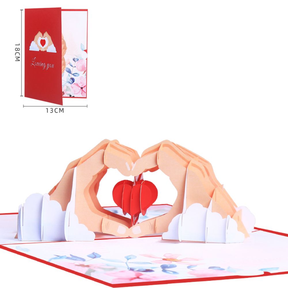 3D Creative Valentine's Day Wedding Pop Up Card Love In Hand Palm Pop ...