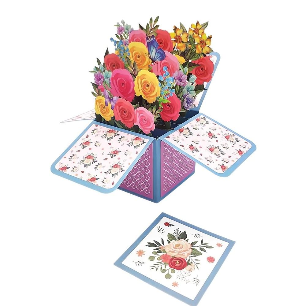 Roses Pop Up Box Card Flower 3D Pop Up Greeting Card - MadeMine Custom ...