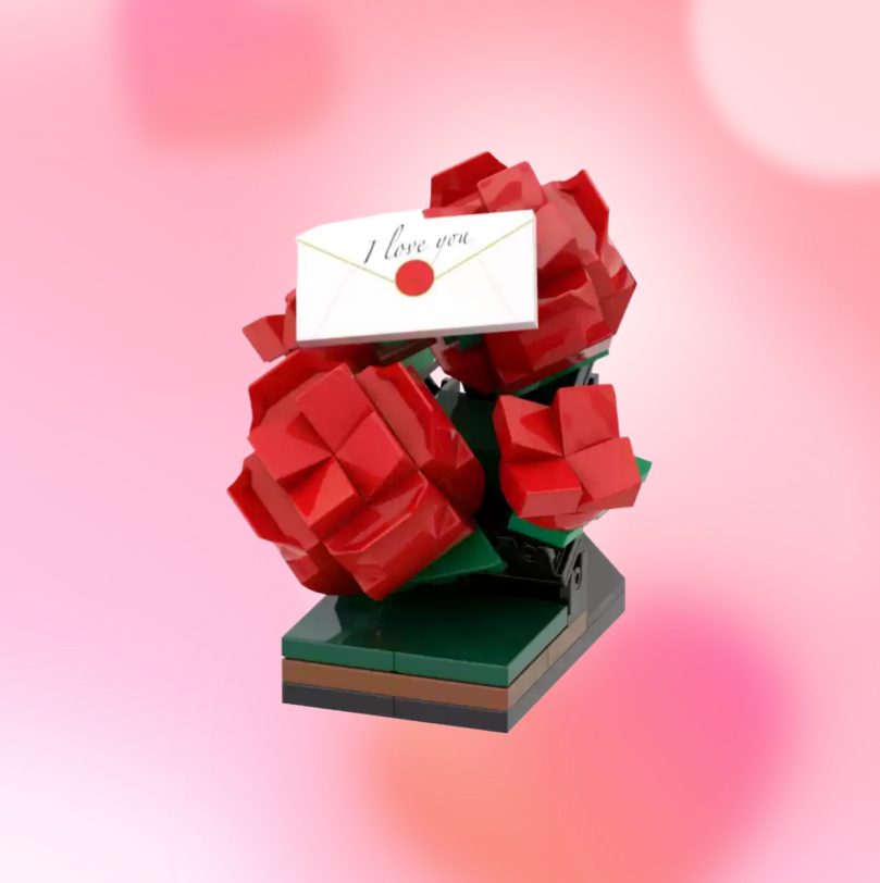 Blocks R Rose Rose Bush Brick Figure – Blooming Rose Blocks for Home & Desk Decor ...