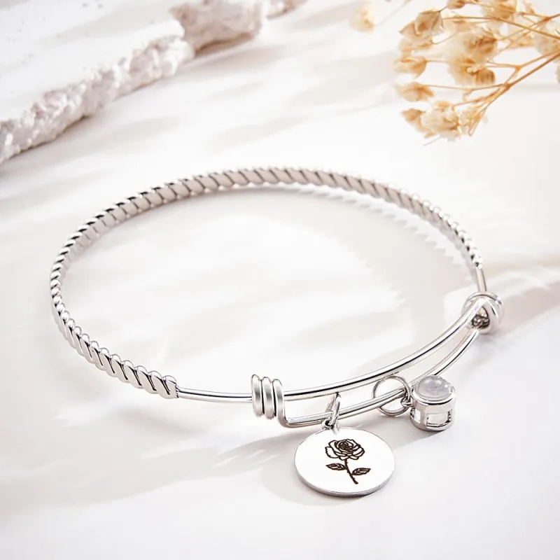 Custom Photo Projection Bracelet Birth Flower Valentine's Day Gift Birthday Gift Mother's Day Gift