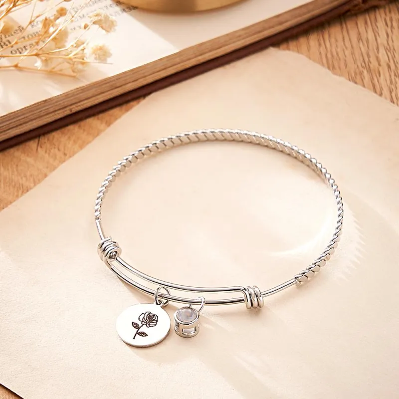 Custom Photo Projection Bracelet Birth Flower Valentine's Day Gift Birthday Gift Mother's Day Gift
