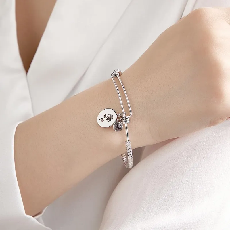 Custom Photo Projection Bracelet Birth Flower Valentine's Day Gift Birthday Gift Mother's Day Gift