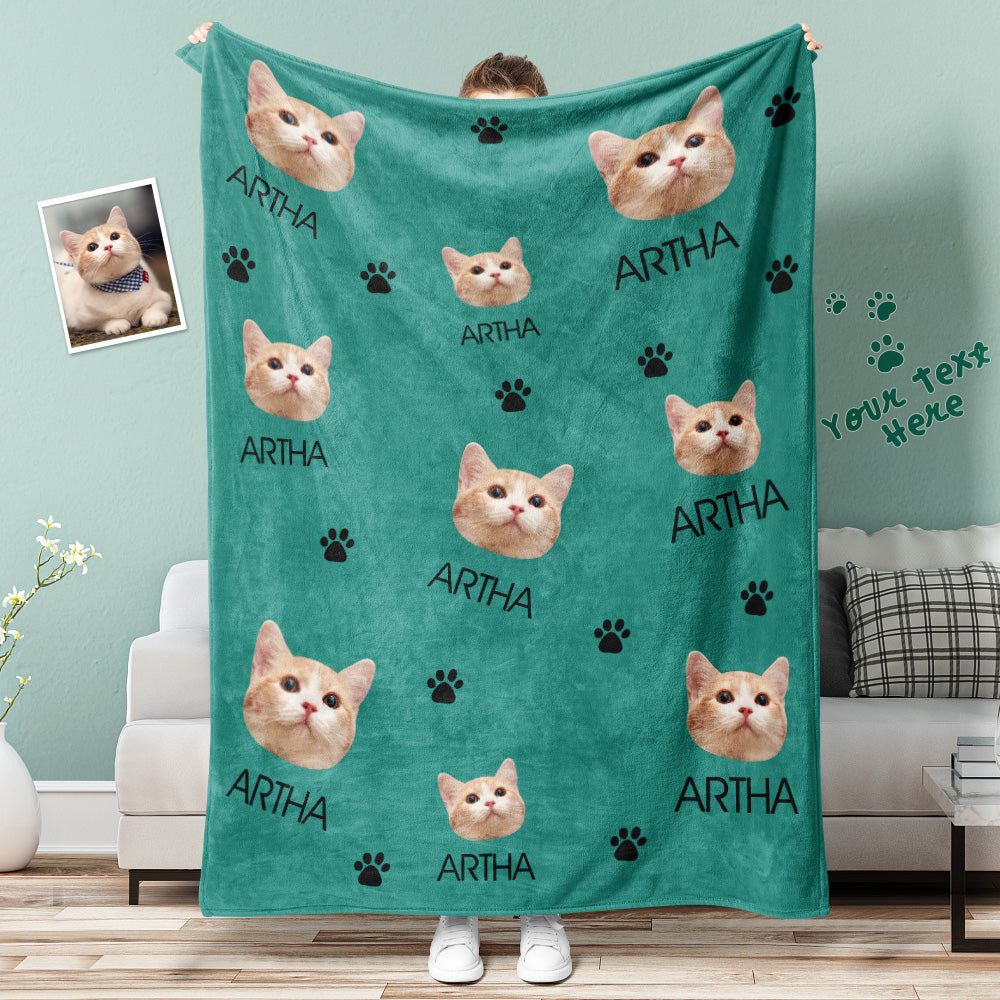 Pink Cat Face Print Blanket