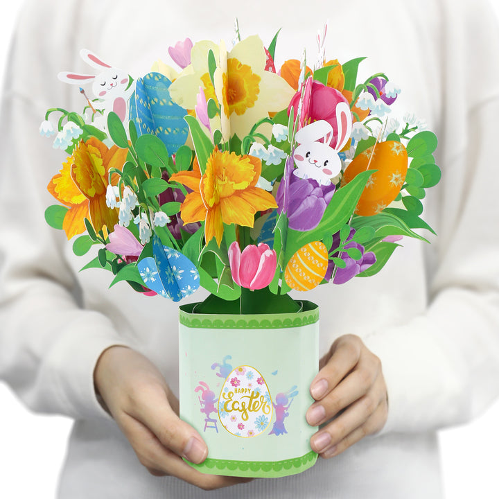 Happy Easter 3D Greeting Card with Bunny & Eggs Box Card for Easter ...