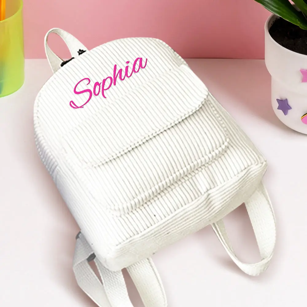 Small Backpack Names Personalized Mini Backpack with Name Corduroy School Bag Back to School ...